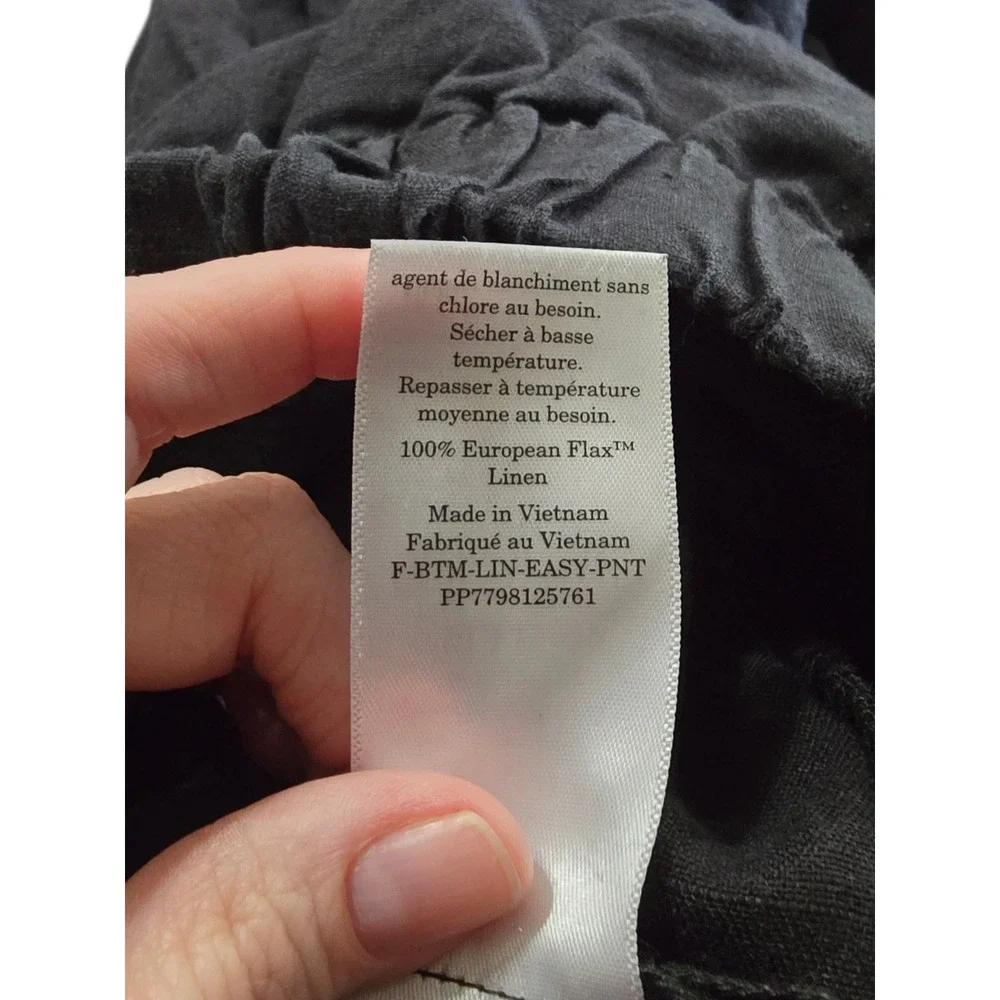 Everlane The Linen Easy High Rise Wide Leg Ankle Pant In Black Sz L